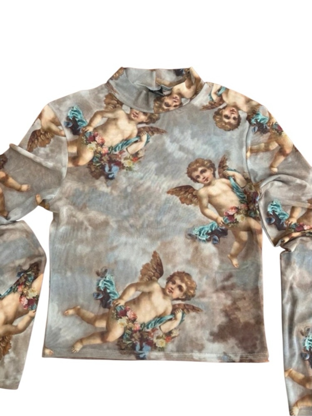 Urban Outfitters Cherub Long Sleeve Angel Print Top - Blue